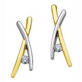 Diamond Criss-Cross Stud Earrings in 10K Two-Tone Gold (0.16 CT. T.W.)